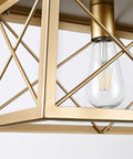 Close-up of gold metal grille on Gold Farmhouse Rectangular Chandelier With 5 Lights For Kitchen Island, Modern Linear Pendant Light