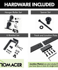 Rustic Black Double Track Bypass Sliding Barn Door Hardware Kit For Two Doors 20ft Flat Track With U Shape Brackets And T Shape Rollers
