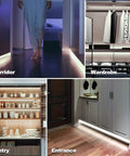 Motion Activated LED Strip Lights 65.6 Ft Rope Light With Day And Night Modes in corridors, wardrobes, pantry, and entrance