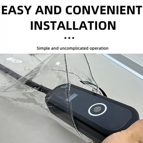 Heavy Duty All Season Road Ready Universal Fit Waterproof EV Charger Cover Shield showing installation process and clear protection.