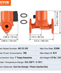 Workhorse Cast Iron Circulation Pump 23 GPM with one inch NPT flange, dimensions and specifications laid out clearly.