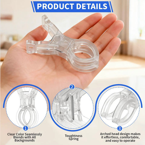 Fifteen Pack Clear Balloon Arch Clips With Boss Level Grip For Backdrop Parties And Studio Photos Dead Solid Hold in hand.