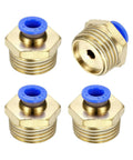 Push To Connect Pneumatic Fittings Four Pack Brass Straight Male Adapters For Six Millimeter Tube And One Half G Thread Heavy Duty Quick Connect
