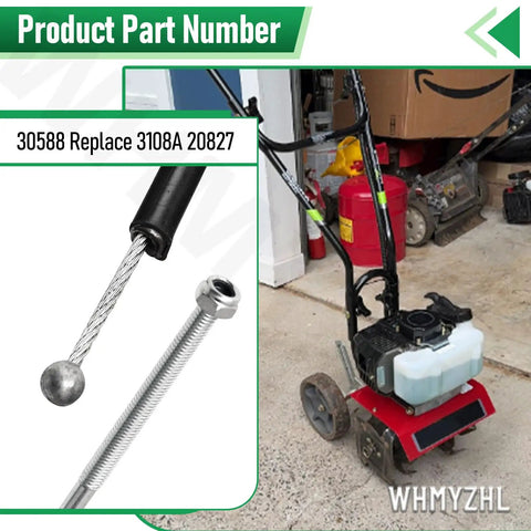 Front Tine Tiller Cable For 20908 And 20970 Models Replacement 3108A 20827 M5 End M8 Mount Kit shown with tiller