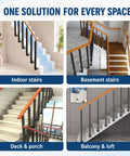 Heavy Duty Side Mount Stair Railing Posts 35.4 Inch Carbon Steel Indoor Handrail Support shown in various indoor stair setups.