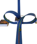 Two Lane 18-Foot Race Track Stunt Set with ramps, loops, and hangers for high-speed action-packed car racing fun setup with books and cans