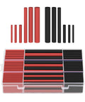 Waterproof Heat Shrink Tubing Kit With 270 Pieces, 6 Sizes, 2 Colors, neatly organized in a clear storage case, marine grade