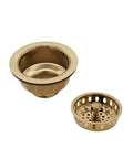 Post Style Kitchen Sink Basket Strainer And Extra Deep Collar Waste Disposal Flange Combo Fits Three And A Half Inch Openings Solid Brass Construction Polished Brass Finish Includes Strainer Stopper Quick Install For A Leak Free No Fuss Drain Upgrade