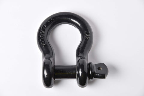 7/8 Inch Bow Shackle With 1 Inch Threaded Pin, Heavy Duty D Ring Rigging, 6.5 Ton WLL, 14,300 Lbs Rating, Forged Steel, Black Powder Coated