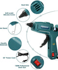 Heavy Duty 100W Hot Glue Gun Kit With Fast Heat And 11mm Glue Sticks Support For Crafting And DIY Projects Full Size Pro Glue Gun Set For Quick Bonding Great For Home Crafting And School Projects, green plastic with 55-inch power cord