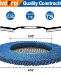 40-pack flap discs for angle grinder, 4-1/2 in diameter, 7/8 in arbor, blue T29 bevel zirconia abrasive