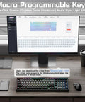 Next Level Wired Gaming Keyboard With Hall Effect Magnetic Switches And Adjustable Rapid Trigger, showcased with macro settings on screen.