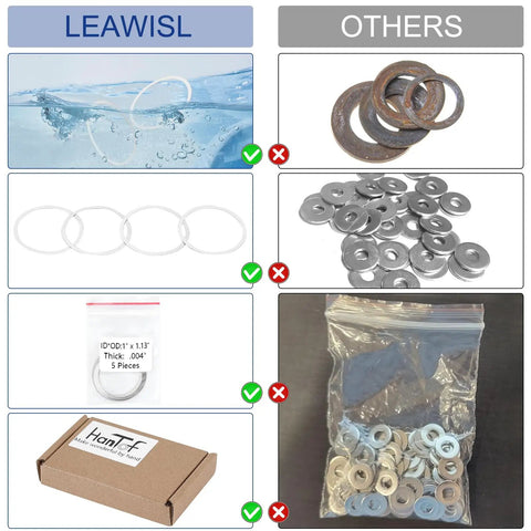Comparison of Top Shelf Barrel Nut Shim Kit With Free Float Spacers and low-quality alternatives, showing size and material differences.