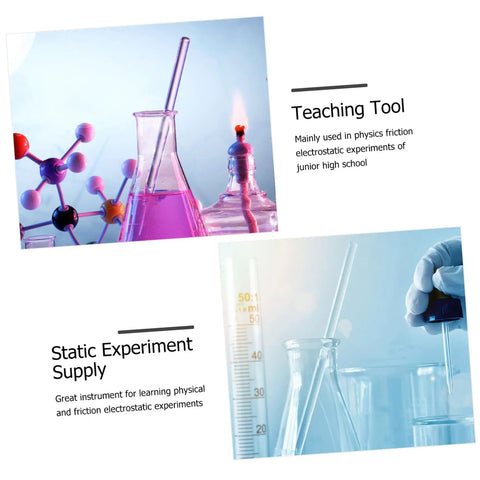 Two Pack Glass Sticks For Electrostatic Experiments In Junior High School Friction Electrification Physics Teaching Equipment.
