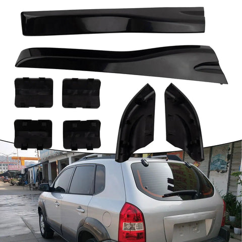 Premium Black Protective Shell Caps For Hyundai Tucson 2004-2008 Roof Rack Rails Kit - Durable High Temp Resistant End Covers, set of 8