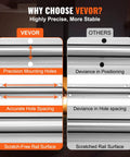 Comparison of VEVOR and competitor rails highlighting precision mounting holes and scratch-free surface