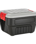 8 Gallon Heavy Duty Plastic Storage Bin With Lockable Lid Black Industrial Tote For Garage, Workshop, And Home Organization