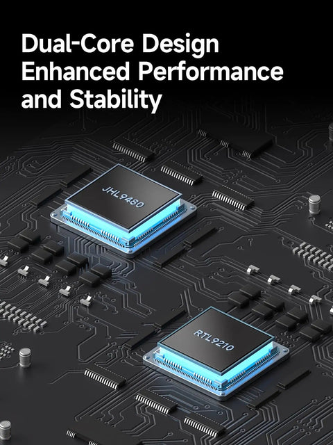 Blazing 80Gbps M.2 Nvme Ssd Enclosure showing dual-core chip design for stability and enhanced performance.