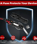 15A fuse protection feature of 2 Pack CB Radio Power Cord With 12V Lighter Plug, 3 Pin 2 Wire, 16 AWG Heavy Duty Cable, 4.8 Foot Length.