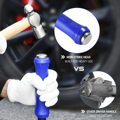 Bearing Race And Seal Driver Kit showing ergonomic handle and iron strike head in use