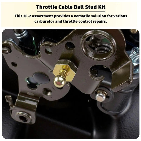 20-2 Throttle Ball Assortment For Carburetor Linkage Kit With Cadmium Plated Steel Construction Ideal For Connecting Rods To Throttle Bodies In Automotive Projects, shown installed on throttle linkage