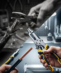Awesome 2 Piece Wire Stripper Set With Crimping Tool And Cutter CR-V Steel Multi Function Electrician Pliers for cutting and stripping wire.