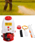 Pro Grade Backpack Sprayer Fogger For Pest Control, 26cc 2 Stroke Gas Powered Mister Duster, shown with accessories.