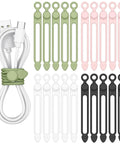 Reusable Silicone Cable Ties 20 Pack Boss Level Desktop Cord Organizers With Secure Snap Lock And Stretchy Loop Wraps, assorted colors.