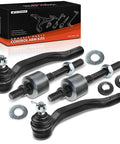 Set Of Four Front Inner And Outer Tie Rod End Kit Replacement For Acura CL Honda Accord Odyssey Isuzu Oasis Fixes Loose Steering And Uneven Tire Wear For Safer Driving black steel kit