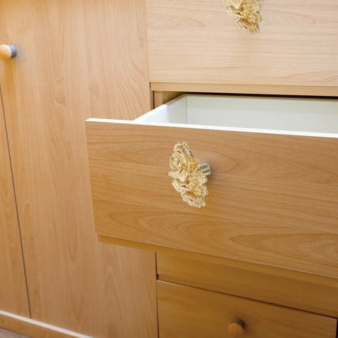 Gold Brass Peony Drawer Pulls Vintage Cabinet Hardware For Kitchen Bathroom Dresser Cupboard Furniture Easy Grip Flower Knob Handles With Classic Chinese Vintage Decor