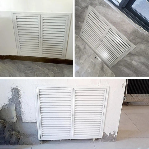 Heavy Duty Double Door Access Panel With Integrated Louvered Vent Covers Drywall And Exterior Walls Ready For Plumbing Wiring Or Crawl Space Tasks Performs Like A Boss And Installs Without The Hassle in white finish.