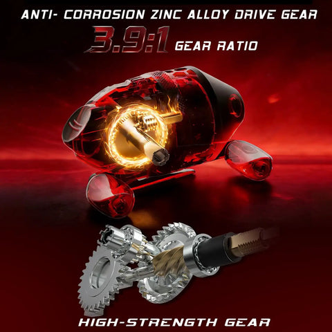 Spincast Fishing Reel With Dial Adjustable Drag And Push Button Casting Pre Spooled Line Kid Friendly Low Profile Design For Easy Handling And Smooth Reeling On Freshwater Adventures with anti-corrosion zinc alloy drive gear.