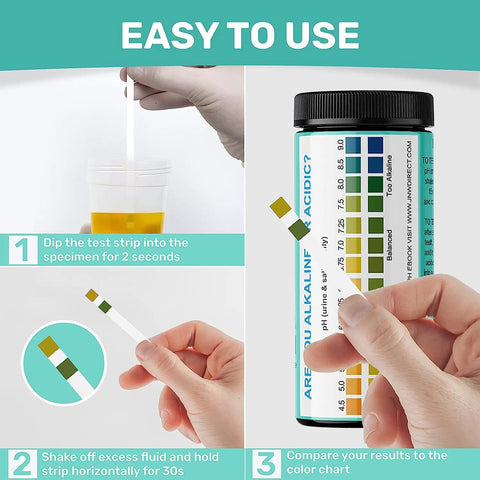 Easy Peasy pH Test Strips for Urine and Saliva with Ebook 150 Litmus Paper Strips for Quick pH Level Checks from 4.5 to 9.0