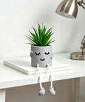 Small Artificial Plant In Cement Pot With Hanging Leg For Home Office Decor Realistic Faux Succulents On Desk