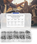 Dope 304 stainless steel pan head screws with hex nuts and washers set for serious machinery hardware maintenance, featuring assorted screws kit.