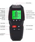 GYZOUKA 5 in 1 Wall Scanner Detector Stud Finder for Hanging Shelves showing the device's control panel and display features.
