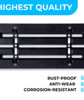 Heavy Duty Front Bumper License Plate Bracket For Nissan 2000 To 2026 top view showing rust-proof material and mounting slots.