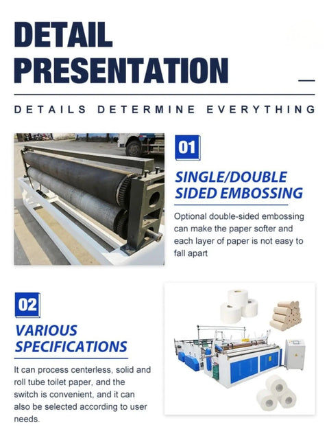Automatic Toilet Paper Rewinder Machine Heavy Duty Tissue Production Line showcasing a single/double sided embossing system for efficient use.