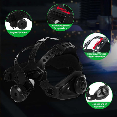 TRQWH laser welding helmet with OD8+ large viewing window, black headgear and adjustable headband
