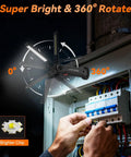 Worker using Six Pack Magnetic LED Work Lights With 360 Degree Rotating Heads, Rechargeable Mechanics Light With Five Modes on panel