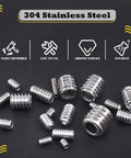 50 Piece Set Stainless Steel SAE Hex Socket Screws Grub Screws Cup Point Internal Hex Drive 3/8-16 X 3/8 Assortment Kit Built For Tough Jobs In Shop Or Garage Corrosion Resistant Burr Free Durable Hardware on display