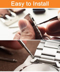 Heavy Duty Full 8PC Set Stainless Steel Watch Spring Bar Pins 1.5X18MM being installed on a watch strap.