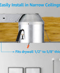 Pack Of 8 Four Inch Shallow Remodel Recessed Lighting Housing IC Rated Airtight Cans with insulation in ceiling view