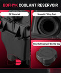Keep Engines Chill Under Pressure Engine Coolant Expansion Reservoir Overflow Tank Bmw X5 Range Rover showing black polypropylene material and sturdy cap.