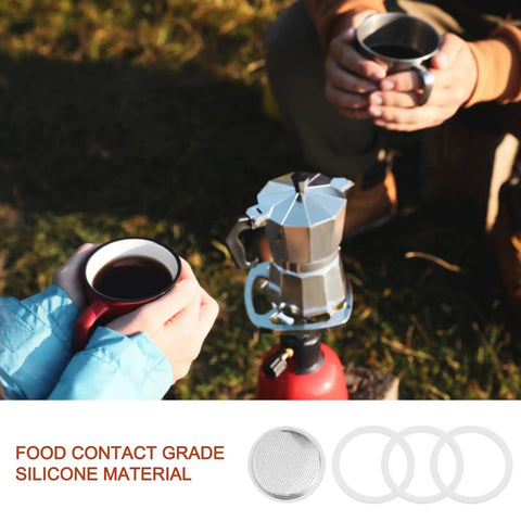 Your Go-To Gear Silicone Gasket And Aluminum Filter Set For Stovetop Espresso Makers with 82mm gasket and 9-cup filter