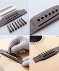 Hardwearing Classical Guitar Bridge Kit Replacement Saddle Pins Nut Set Rosewood Bone Long Slot For 41 Inch Traditional Classical Guitars Upgrade And Repair Spare Parts, set with bridge and pins