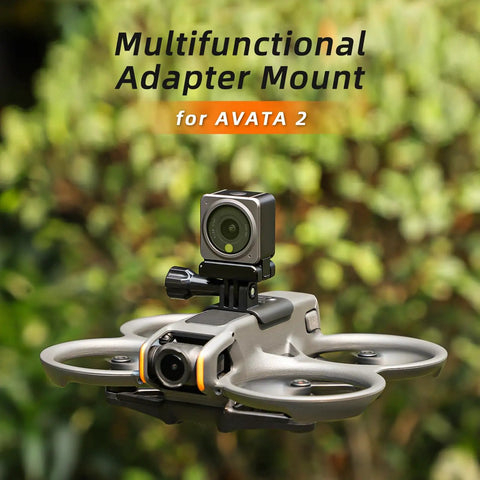 Expansion Bracket for Avata 2 FPV Drone With Grab-And-Go Grip Ready Camera Mount and Strobe Light Mount, shown in use