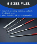 5-piece needle file set with red-handled metal tips for 3D printer maintenance.