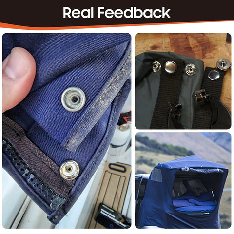 Heavy Duty Marine Grade Stainless Steel Boat Snap Fasteners Kit With 350 Pieces installed on boat canvas with snaps visible