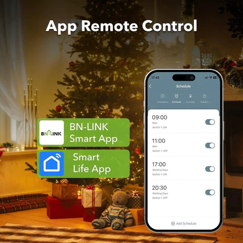 Heavy Duty WiFi Smart Plug Outlet With Timer No Hub Needed White 4 Pack Works With Alexa And Google Assistant image of app remote control on smartphone
